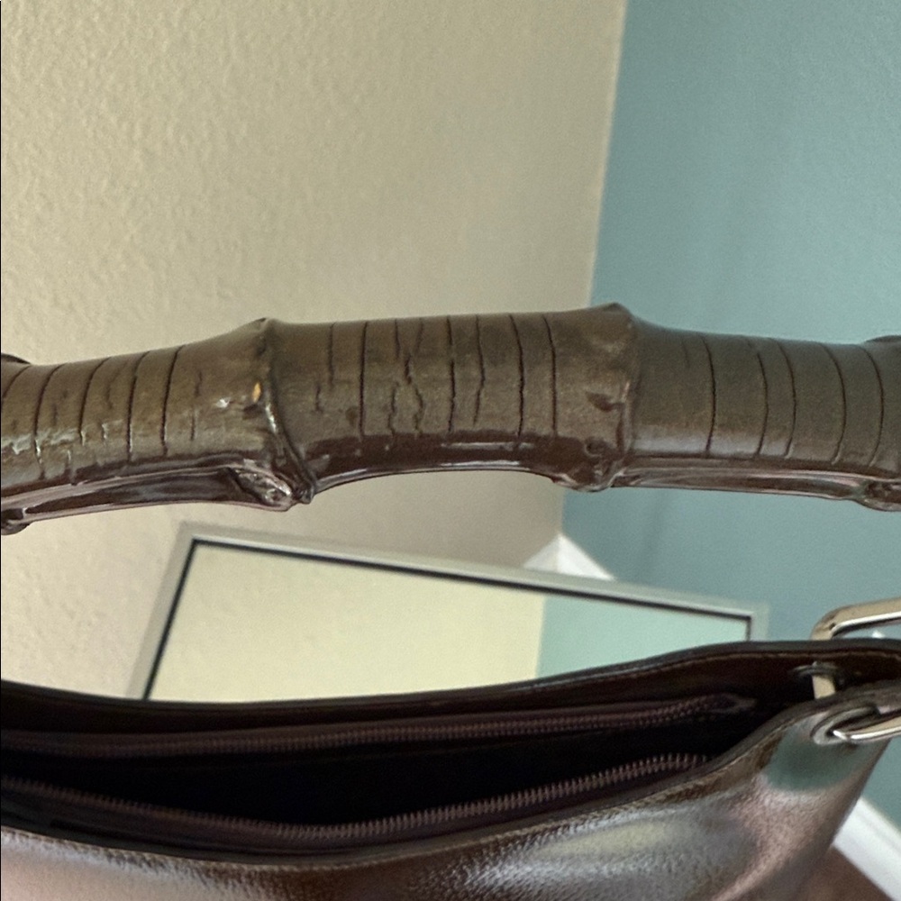 Gucci Dark Brown Patent Leather Bamboo Handle Hobo Bag Tom Ford - Picture 5 of 8